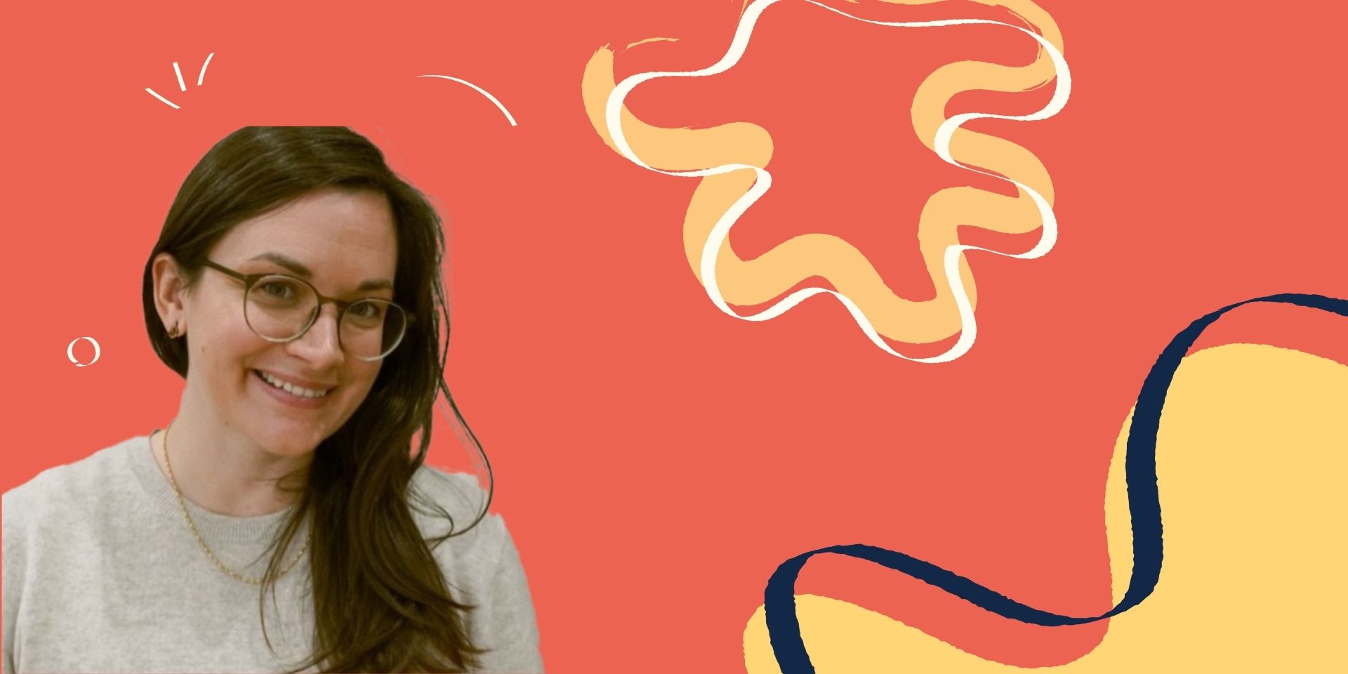 CSR sustainability videos Megan Thudium, colorful branding background with organic shapes
