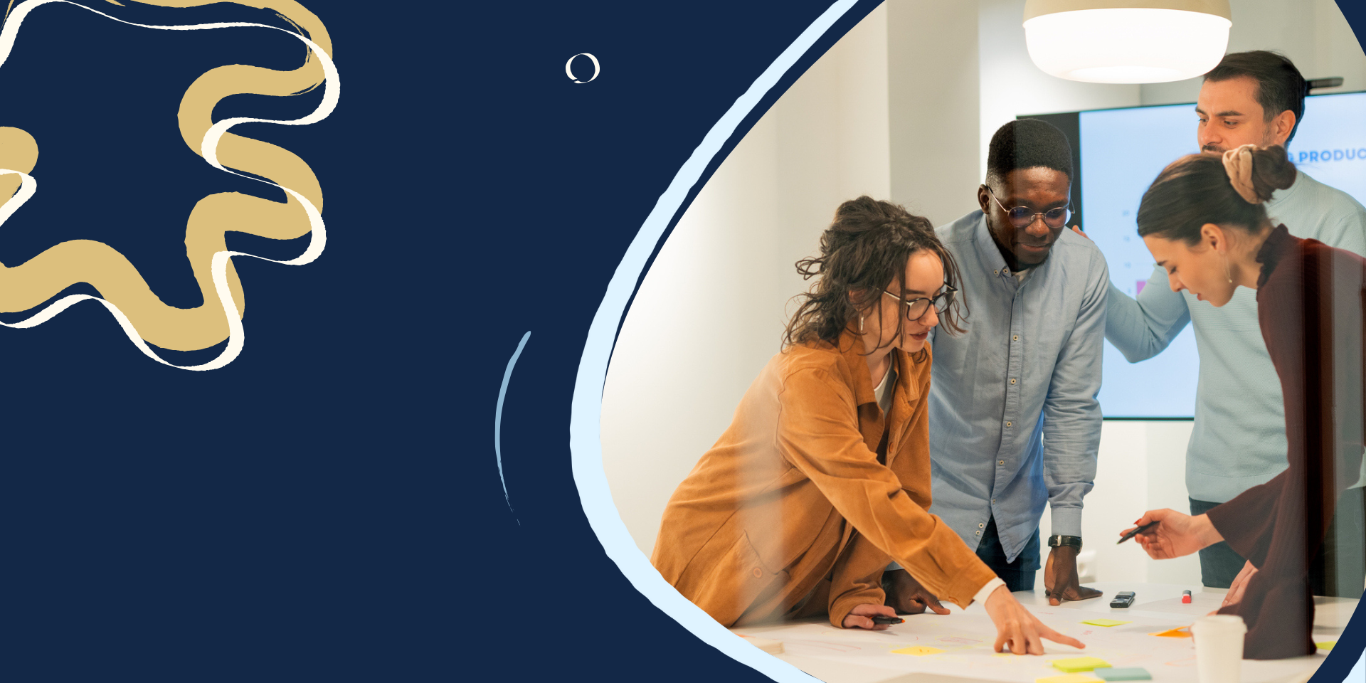marketing team working at a desk